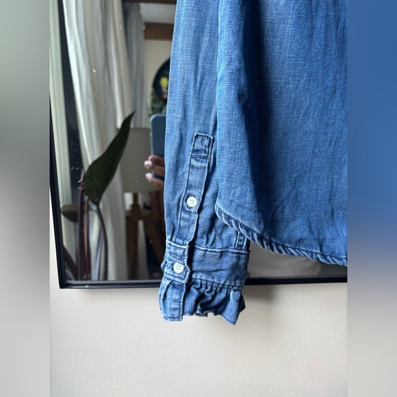 FRAME | Springfield ruffle denim top | size medium - Picture 9 of 9